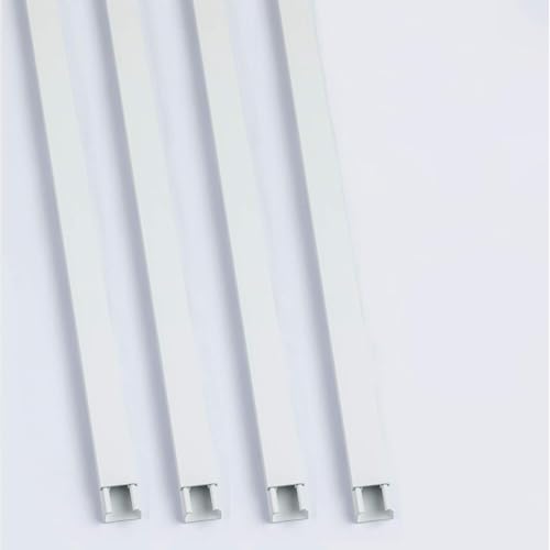 4X 1M White Self Adhesive Cable & Wire Tidy PVC Plastic Electrical Mini Trunking - Cord Cover On-Wall Cable Management Channel with Adhesive Tap by MKGT® (16x16mm)