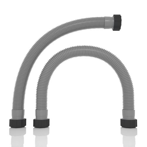 1.5 x 20 Pool Hose Replacement Pack of 2 - Compatible with Above Ground Pools Filter Pump Hoses Sand Filters Saltwater Systems (1 500-2 500 GPH) Grey