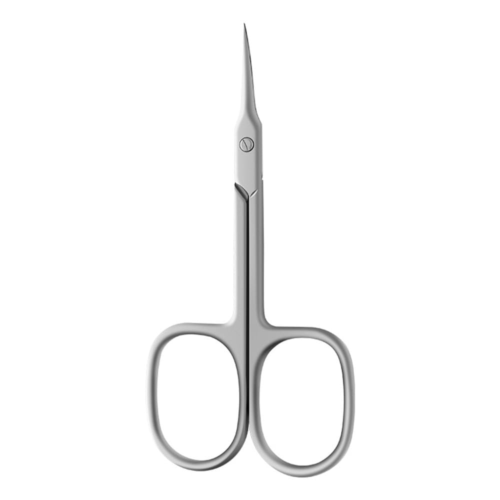 Tijeras para cutículas con punta curva, cortaúñas, recortador de cejas de acero inoxidable, removedor, plateado mate