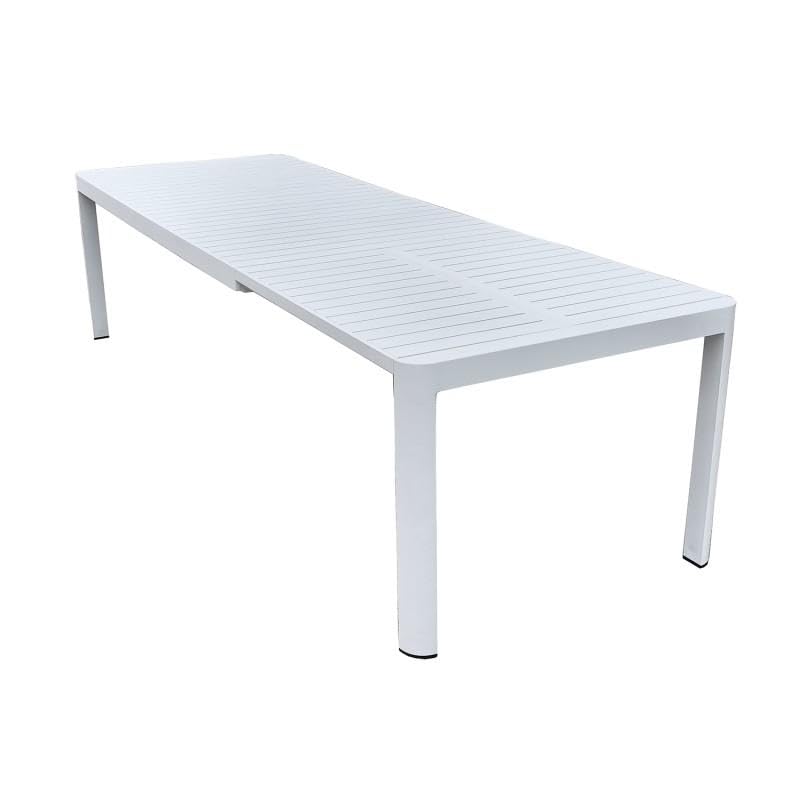 DRW Tavolo allungabile da esterno in alluminio, bianco, 75 x 240 x 90 cm