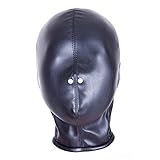 Generic Upgrade Your Cosplay Game with Black Soft PU Leather Full Cover Head Hood Masks