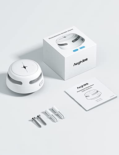 Image of AEGISLINK Smoke Detector 10-Year Battery with Test /Silence Button, Fire Alarm with Photoelectric Sensor, Low Battery Warning, S500 (Independent, 10-Pack)