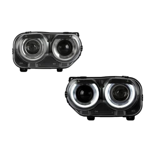 SAUANMNKTP Faros Del Lado Del Conductor Para Dodge Para Challenger 2015-UP Faros Delanteros DRL Señal De Ajuste Faro Delantero Par LED Conjunto Para Automóvil(LHD - 1 Pair)