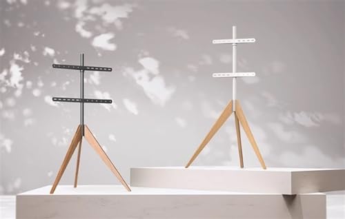Support TV au sol trépied bois réglable pour optimiser l'espace de vie