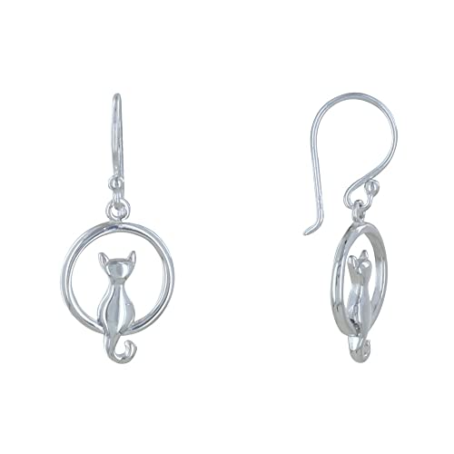 Boucles d'Oreilles Argent Chat Les Poulettes Bijoux Créoles