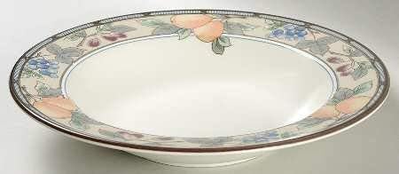 Set of 4 Mikasa Garden Harvest Large Rim Soup Bowls, Fine China Dinnerware