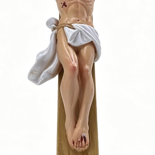 Jesús Cruz de resina pintada a mano para decoración de pared católica 7