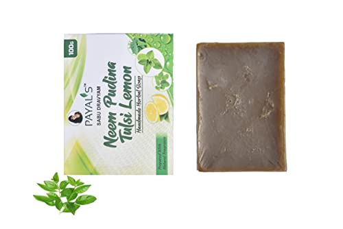 Image of Payal's Herbal Soap with Neem Pudina Tulsi Lemon | Natural Bathing Bar for Deep Cleansing, Refreshing & Skin Care | Ayurvedic, Moisturizing | Chemical-Free | 100g