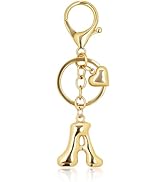 BydGxy Gold Bubble Heart Initial Bag Charms for Handbags – Cute Initial Letter Keychain for Women...