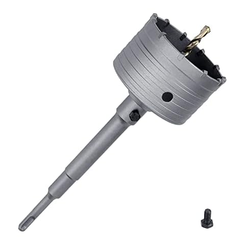 GUICGOC 75mm / 3 inch Concrete Hole Saw with 220mm SDS Plus Shank Connecting Rod, Tungsten Carbide Teeth (7.7mm x 4mm) Cement Hole Saw for Concrete Cement Brick Wall Stone (75mm (3 inch) Cover