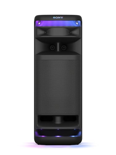 Sony ULT Tower 10 Power Sound - Enceinte Festive Party Box Ultra Puissante, Bluetooth, Modes Deep Bass & Attack Bass, Eclairage 360°, Micro sans Fil Inclus, Facile à déplacer, Roues pivotantes - Noir