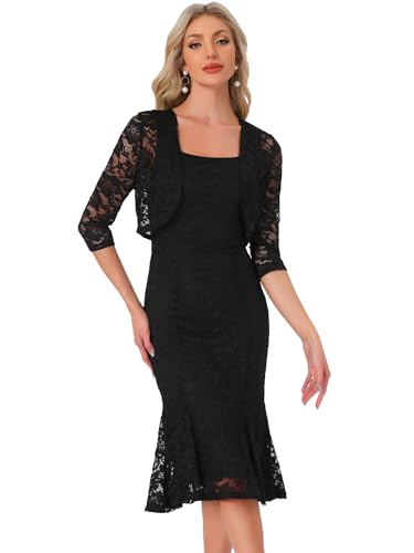 Amazon.com: Allegra K Evening Lace Dress for Women's 2 Pieces Outfits  Wedding Guest Sleeveless Dresses X-Small Black : Clothing, Shoes & Jewelry