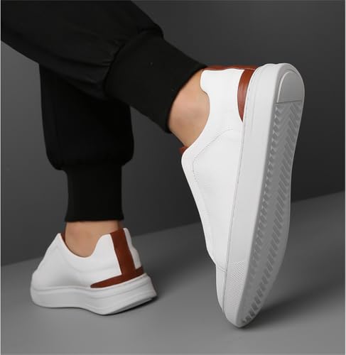 Men's Genuine Leather Soft Breathable Dress Sneakers Low Top Slip on Non-Slip All-Match Casual Shoes4