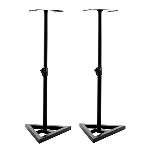 Alpha Speaker Stands 2PCS Adjustable Height Triangular Base Floor