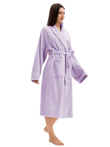 Image of Soft Robe For Women,Warm Plush Bath Robes Female,Spa Towel After Shower Lightweight Long Bathrobe