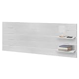 DHOME Cabecero con Estantes de Madera reciclada DM Colgante Pared Estilo Palet Horizontal Cama Vintage Nordico Herrajes incluidos (Blanco Madera, 135cm)