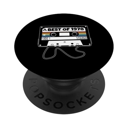 Vintage 1978 Retro Cassette Tape 45 años 45 cumpleaños PopSockets PopGrip Intercambiable