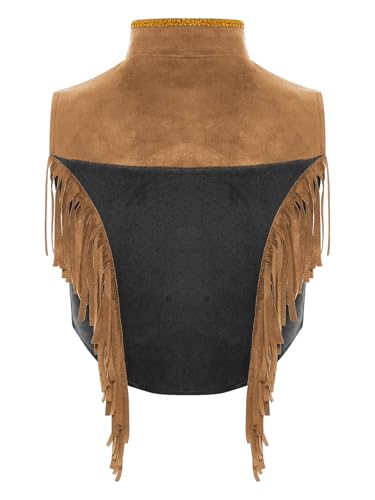 Kids Girls Halloween Western Theme Party Outfits Cowgirl Dress Up Sleeveless Faux Suede Vest2
