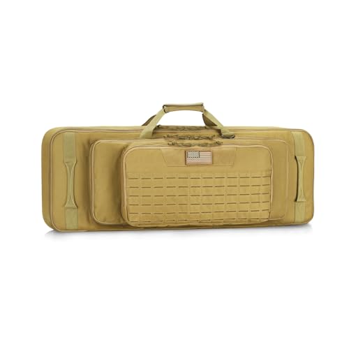 CVLIFE 36" Soft Rifle Case Triple Layered Double Rifle Bag, Long Gun Bag with Lockable Zipper and Backpack Strap,Oversized Rifle Backpack Gun Case for Outdoor Hunting Shooting,Flat Dark Earth
