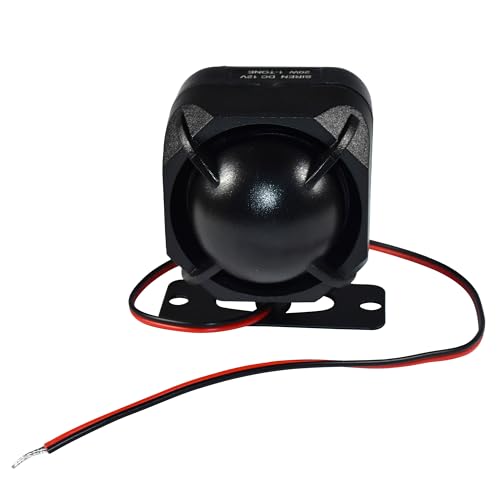 HQRP 20W 12V Alarm Siren, 6-Tone, 118dB, Black, Wired