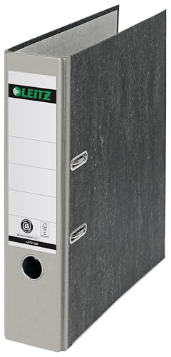 Leitz Qualitäts-Ordner 180°, A4, 100 % recycelter Karton, 8 cm Rückenbreite, Wolkenmarmor-Papier,...