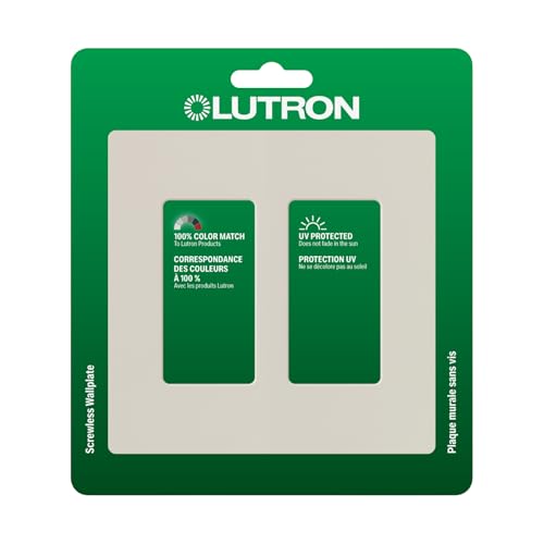 Image of Lutron Claro Light Switch Cover Plate, 2 Gang Wallplate, for Decorator Light Switches, Rocker Light Switch Cover, Outlet Cover, Screwless Switch Plate Cover, Gloss, CW-2-LA, Light Almond
