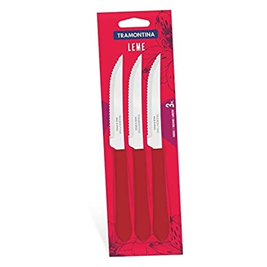 Conjunto Facas Inox 3pc Leme Tramontina Vermelho No Voltagev