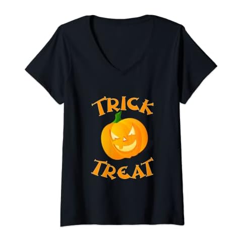 Womens Vintage Halloween Trick or Treat V-Neck T-Shirt Cover