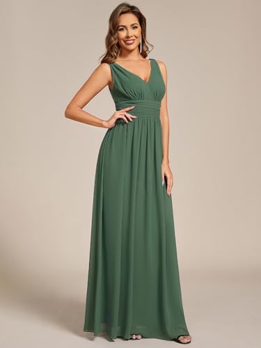 Image of Ever-Pretty Womens Bridesmaid Dress V-Neck Sleeveless A Line Chiffon Floor Length Formal Dress 09016