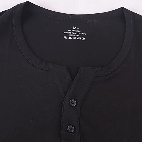 Muscle Alive Mens Summer Casual Short Sleeve Henleys T-Shirt Single Button Placket Plain v Neck Shirts2