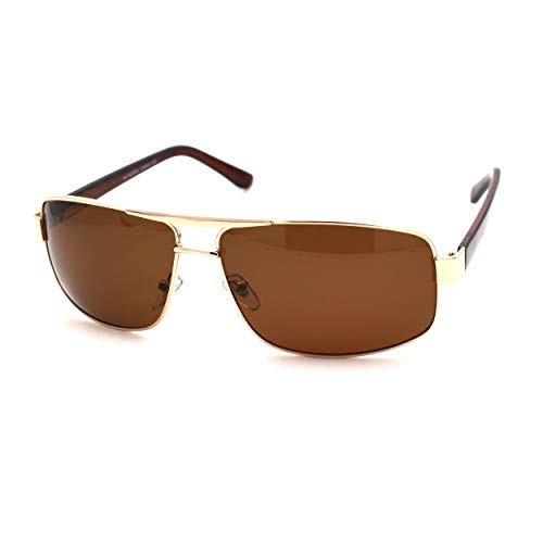 SA106 Mens Polarized No Glare Lens Rectangular Pilots Sunglasses