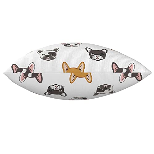 Varun Throw Pillow Covers Cute French Bulldog Square Pillowcases For Home Decor Sofa Car Bedroom Cartoon Animal Heads With Abstract Texture Art Painting Pillow Cases 18X18Inch #TOP3