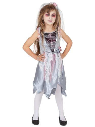 Rubies Disfraz Novia Cadáver para niñas, Vestido con detalles y diadema con velo, Licencia Oficial para Halloween, Fiestas, Cosplay, Carnaval