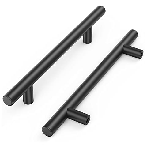 15 Stück Möbelgriffe, Küchengriffe Schwarz, Hohle Gebürstet Schrankgriffe, Türgriffe aus Edelstahl, mit Schrauben, Bohrlochabstand 128mm, für Schrank Schublade Kleiderschrank Schranktür (198mm) Cover