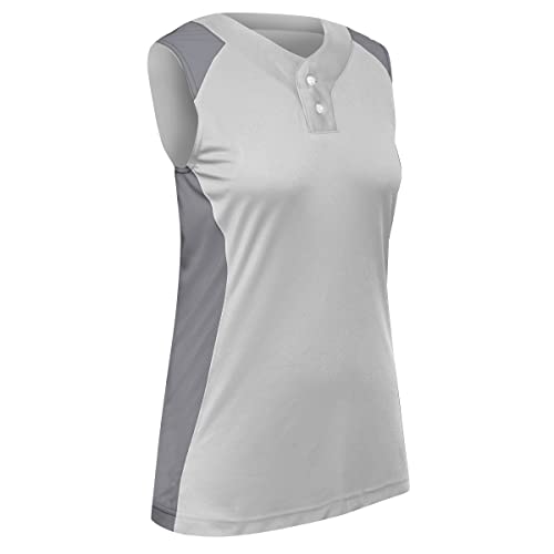 Infinite 2-Button Sleeveless Softball Jersey, Women's Medium, White