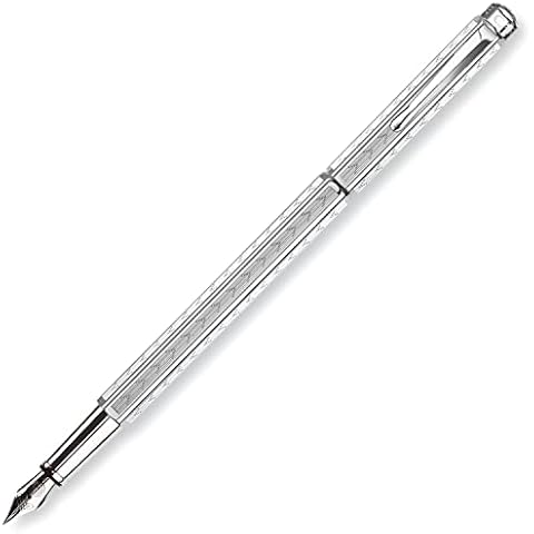Caran d'Ache Chevron Fountain Pen in Rhodium Cover