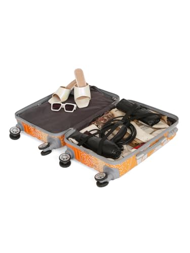 Image of Teakwood World Small 55 cm Cabin Size Trolley Bag Polycarbonate 360 Degree 8 Wheels Luggage Bag with TSA Lock, Adjustable Handle Trolley Bags for Travel, Suitcase for Travel | Orange