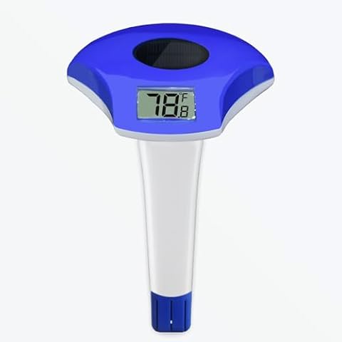 Pool Thermometer, Solar-Powered Digital Floating Thermometer with LCD Display, IPX8 Pool Thermometer Gauge for Swimming Pools, Hot Tubs, Spa Cover