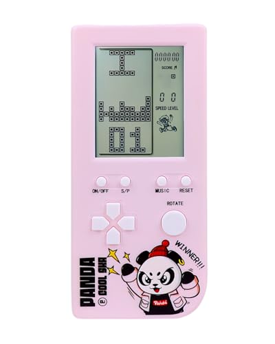 TAQY Panda Cartoon Retro Cube Game Console 26 Brick Games 2574 Levels Adjustable Speed/Difficulty Children/Adult Gandheld Electronic Game Block/Racing/Tank Battle Puzzle Toys (SPink)