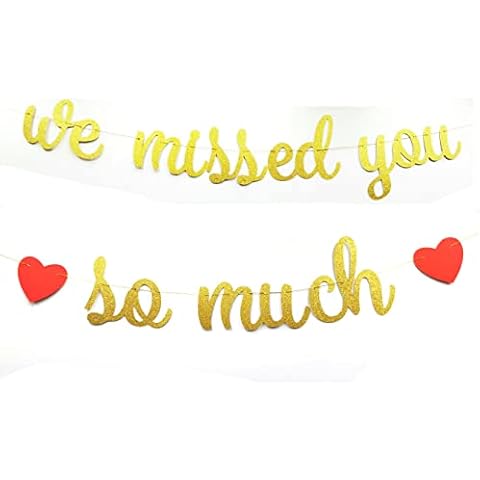 Welcome Home Gold Banner We Missed You So Much Banner for Housewarming Patriotic Military Decoration Family Party Supplies Bunting Photo Booth Props Sign Pre-Strung Cover