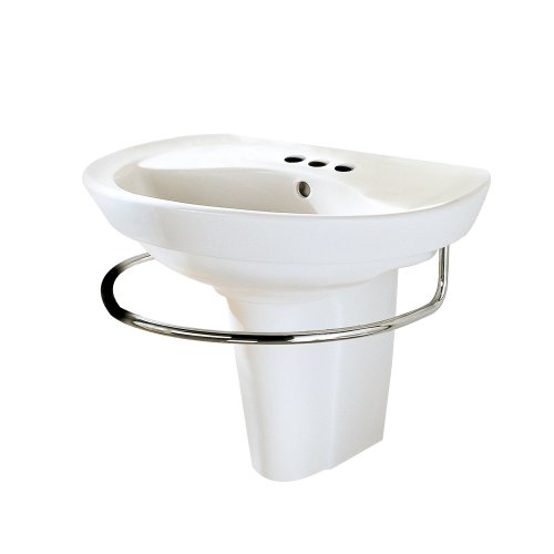 American Standard 0268.444.020 Ravenna Wall-Mount Pedestal Sink with 4-Inch Faucet Holes, White