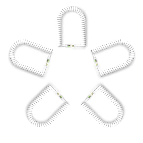 FEDUS Telephone Phone Handset Cable Corded, 6.5Ft Uncoiled / 1Ft Coiled, Landline Phone 4P4CPure-Copper Coiled Curly Cord Male to Male RJ9/RJ10 Cable, Telephone Accessory, Pack 5