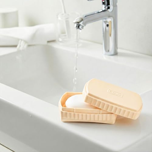 Image of FLAIR Estella Soap Case with Drainage | Reusable & Durable Soap Box | Modern Bathroom Soap Holder (2, Beige)