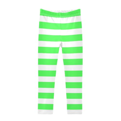 DOMIKING Neon Green Girl's Leggings Pants Kids' Yoga Pants Stretchy Running Tights 4 Years
