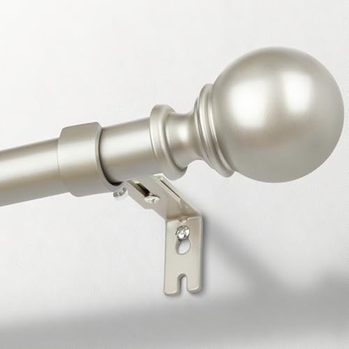Zeerobee 1 Inch Adjustable Curtain Rods for Windows, 32"-48", Nickel