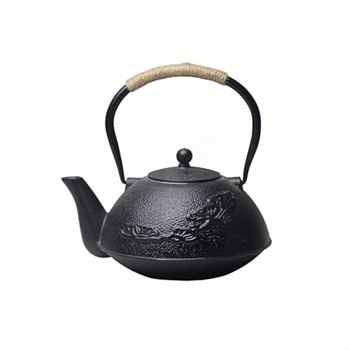 南部鉄器 鉄瓶 1.4L 大容量 日本製鋳鉄急須 | 無塗装・長時間保温 | 手作業彫刻 和風デザイン | 家庭用・アフタヌーンティーに最適 (O)