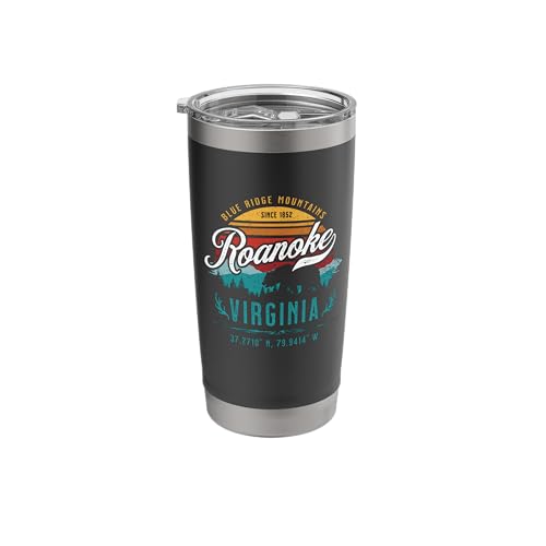 Roanoke Virginia Retro Blue Ridge Mountains Sunset Souvenir Stainless Steel Insulated Tumbler