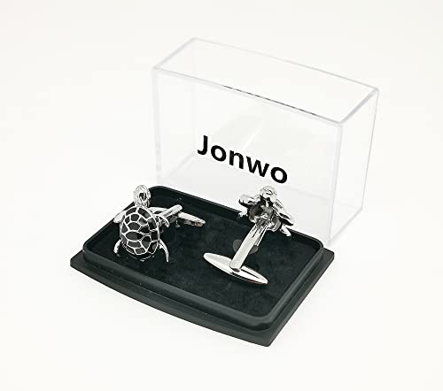 Jonwo Men's Cuff Links For French Black Turtle Tuxedo Shirt Stainless Brass Metal Shirt Buttons Cufflinks Anniversary In Gift Box #TOP5