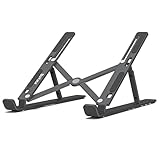 BoYata Laptop Stand, Portable Laptop Holder Computer Stand for Desk, Aluminum Foldable Laptop Riser with 6 Levels Height Adjustment, Compatible with MacBook/HP/Lenovo/Dell, 10-15.6' Laptops (Grey)