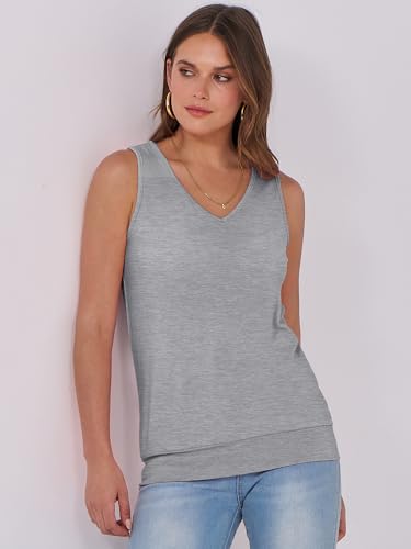 Image of ANRABESS Women Tank Tops Summer V Neck Sleeveless Casual Loose Fit Cute Cami Basic T Shirts Solid Tees 2026 Trendy Outfits
